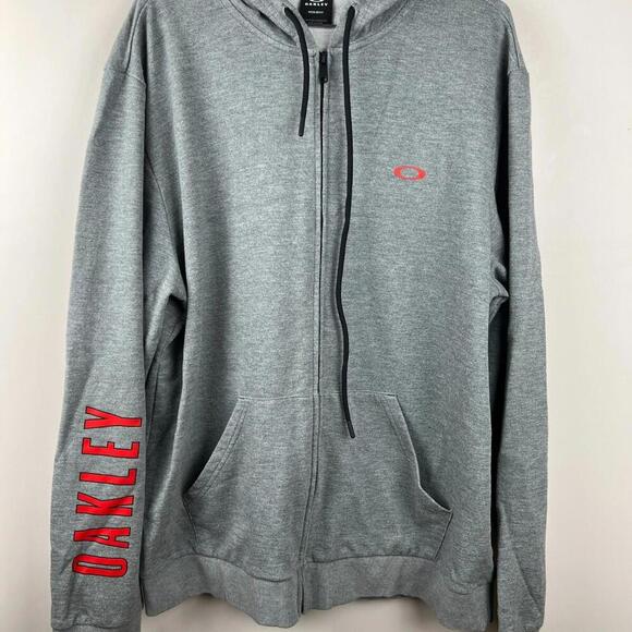 Oakley Men’s Zip Hoodie Sweatshirt 2XL Gray Regular Fit Full Zip Logo - Picture 1 of 6